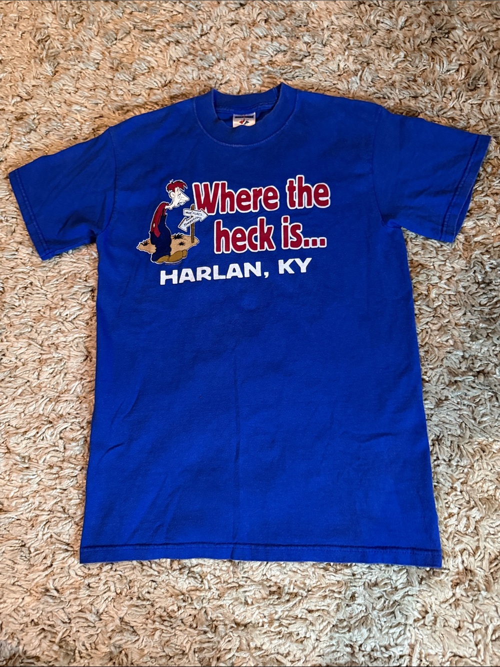 Vintage Jerzees Heavyweight "Where the Heck Is Harlan, KY" Graphic Tee Small